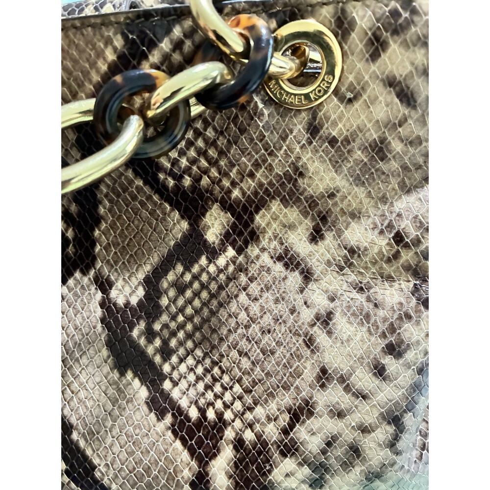 Michael Kors Cynthia Medium Satchel Python Leather Purse EUC Includes Dust Bag - Picture 8 of 9